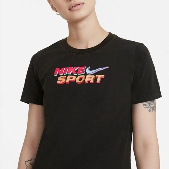 Nike Womens Sportswear Cotton Logo T-Shirt,Black,X-Small - Picture 7 of 16